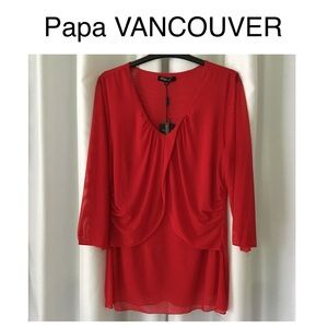 Papa VANCOUVER Women’s Top Sheer Fabric With Double Layer In Front Size Medium